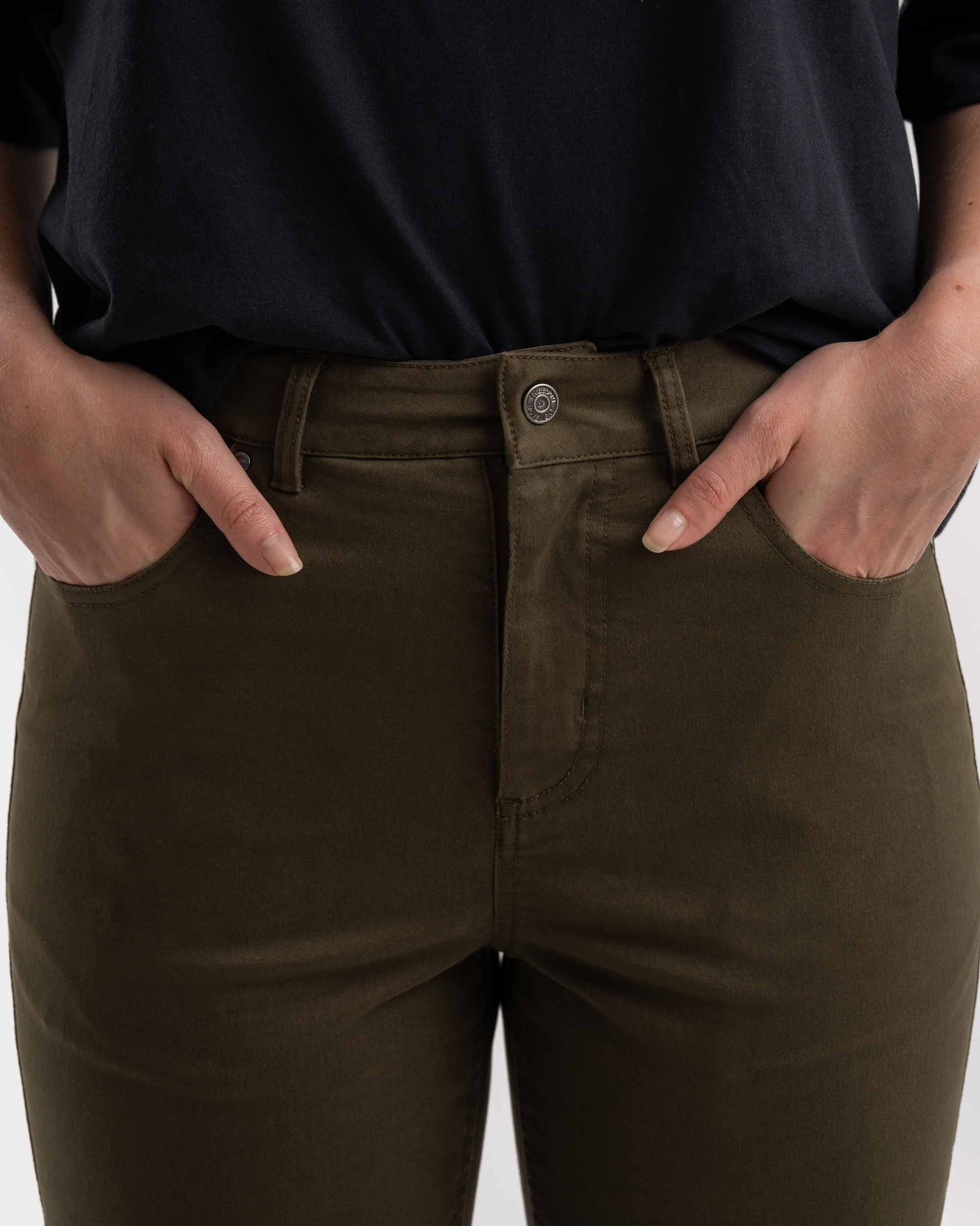 Ladies Regular Fit Trousers - Olive Green