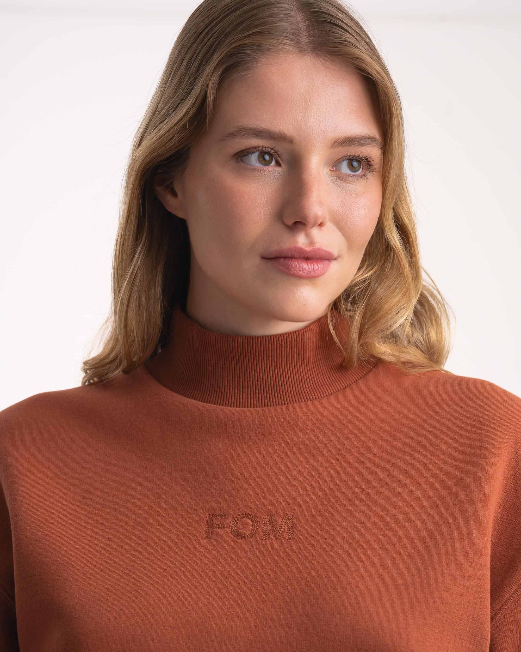 Rollkragenpullover für Damen - Rost