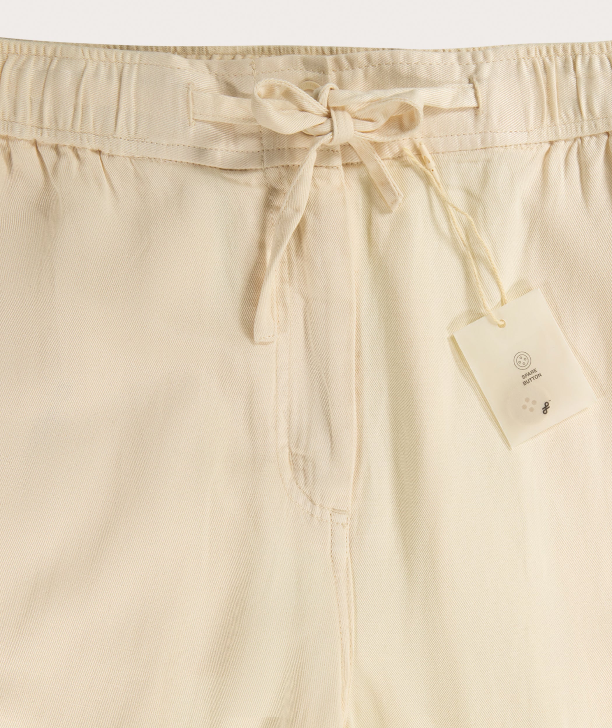 Ladies Drawstring Slouchy Trousers - Ivory