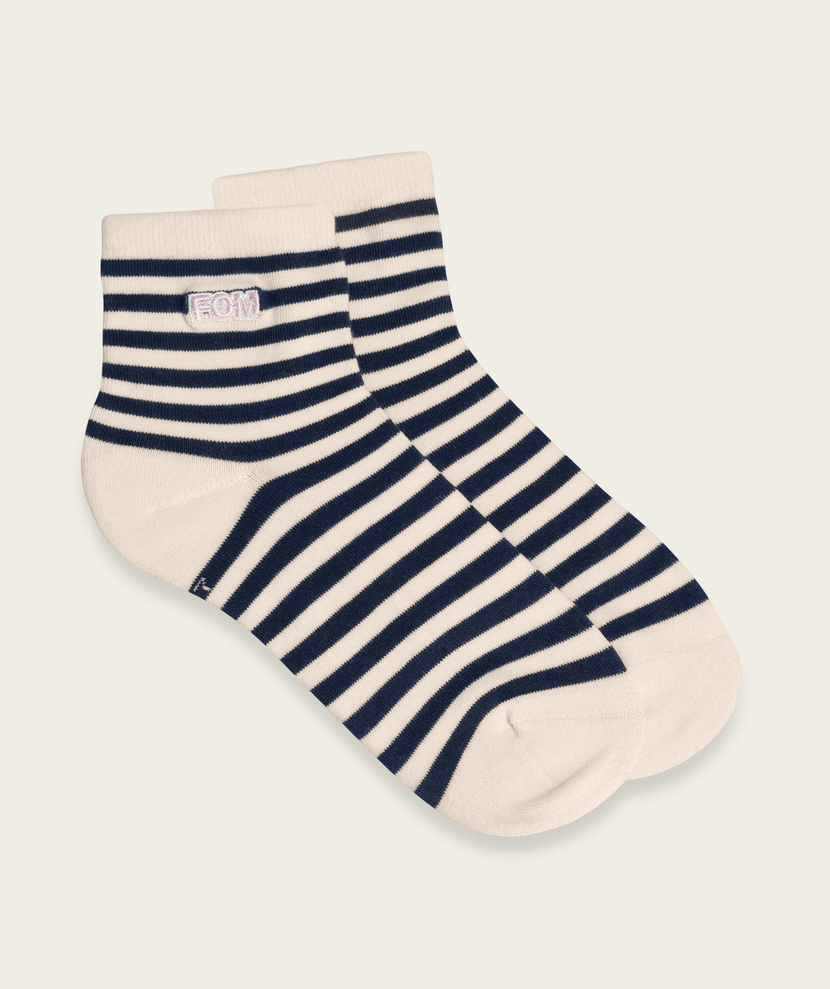 Ladies Active Sock - Off-White/ Navy Stripes