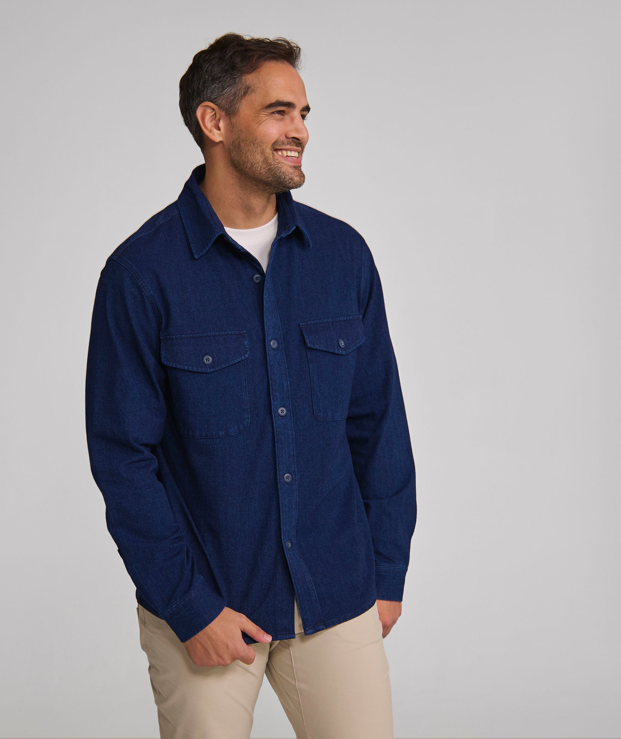 Mens Long Sleeve FreeMotion Shirt  - Indigo