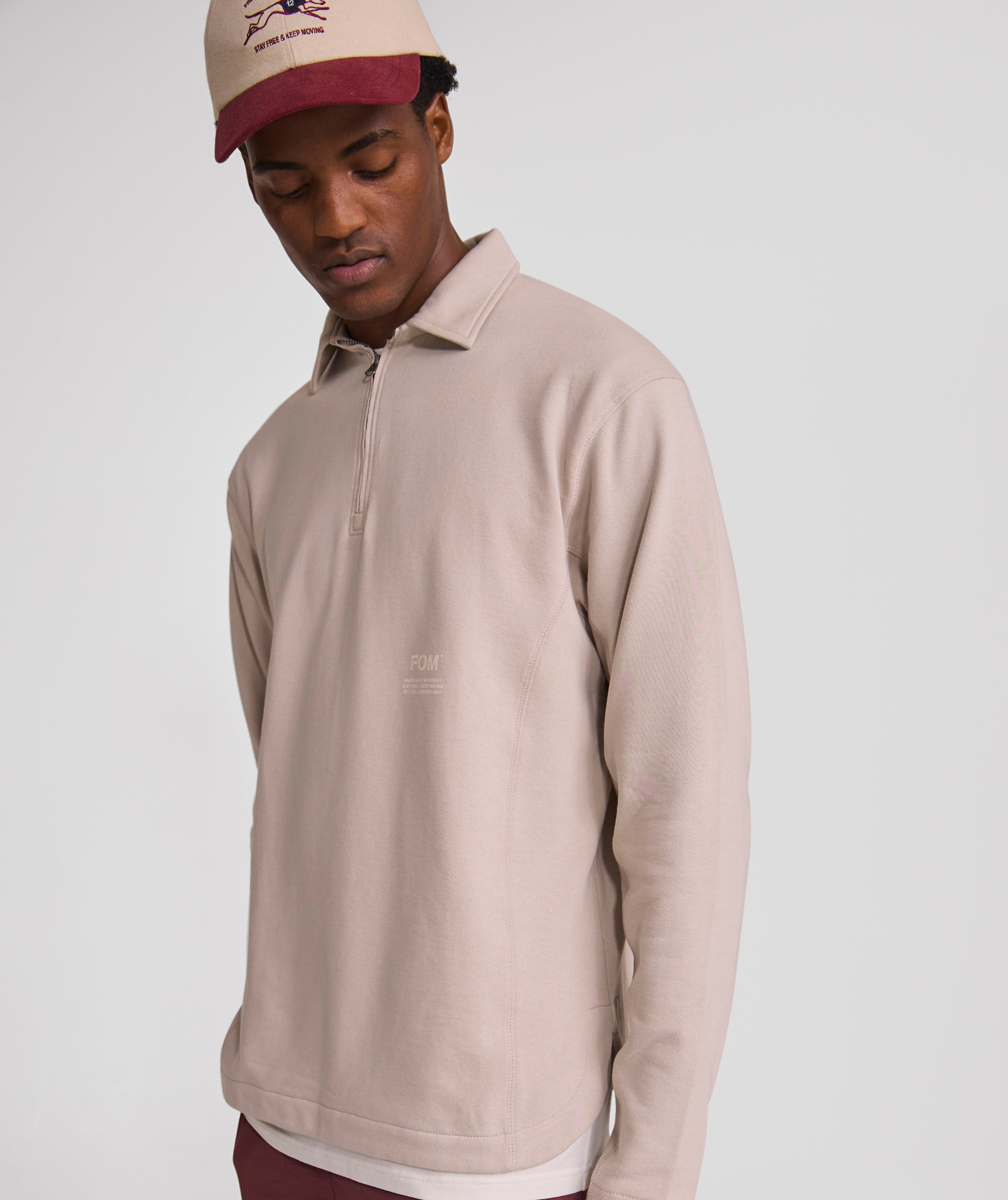 Mens 1/4 Zip Sweatshirt - Oyster