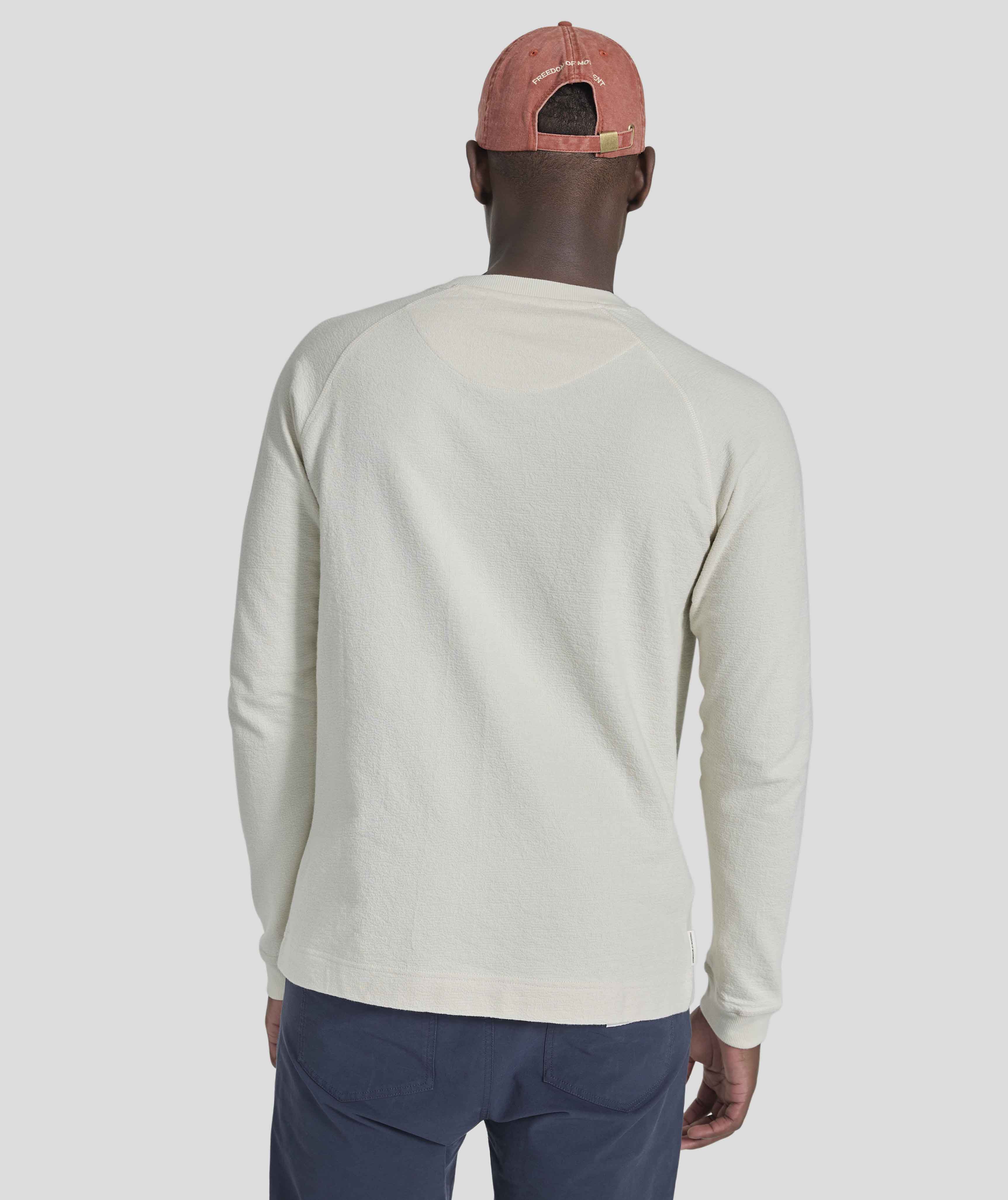 Mens Long Sleeve Textured Tee - Vintage White