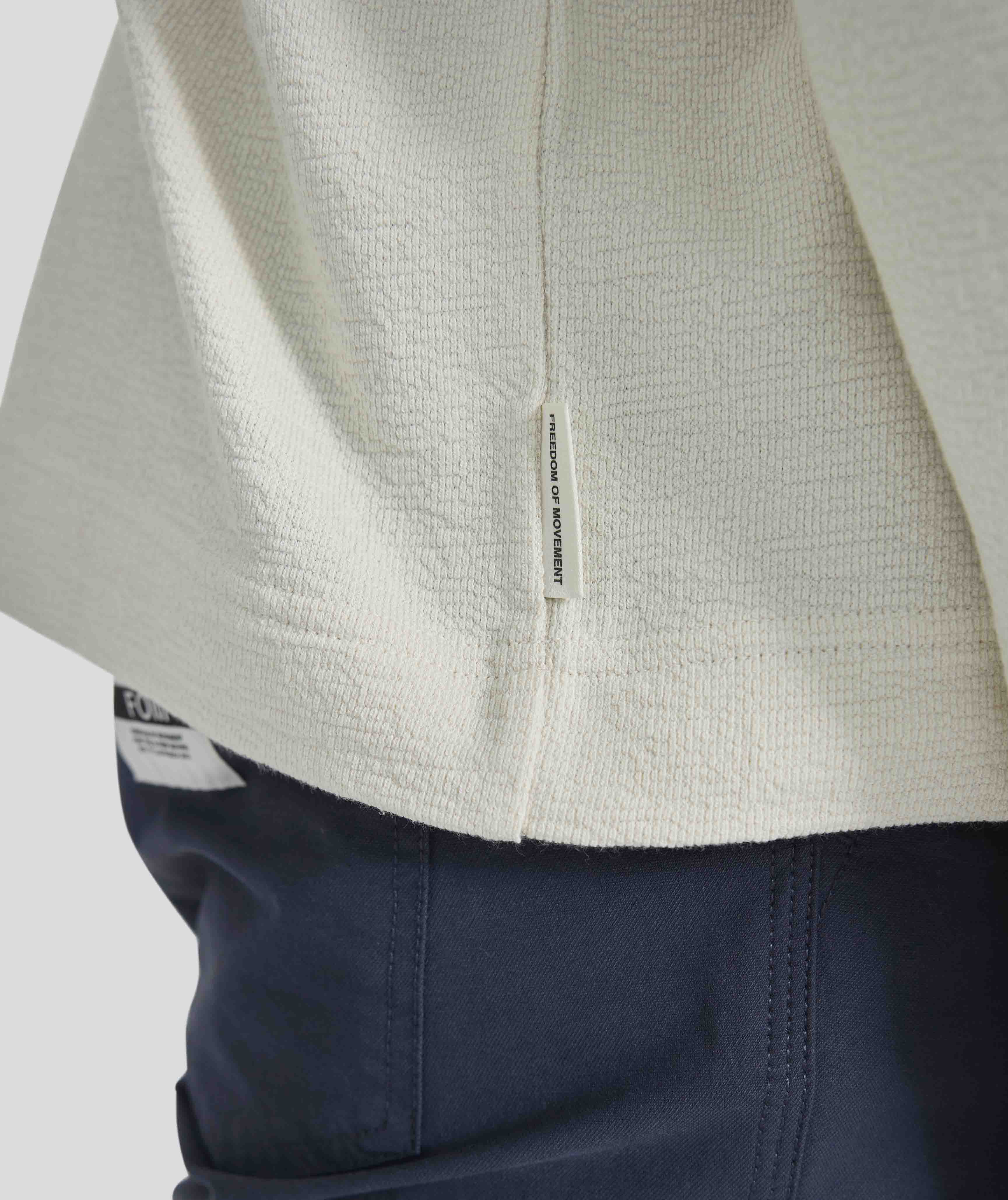 Mens Long Sleeve Textured Tee - Vintage White