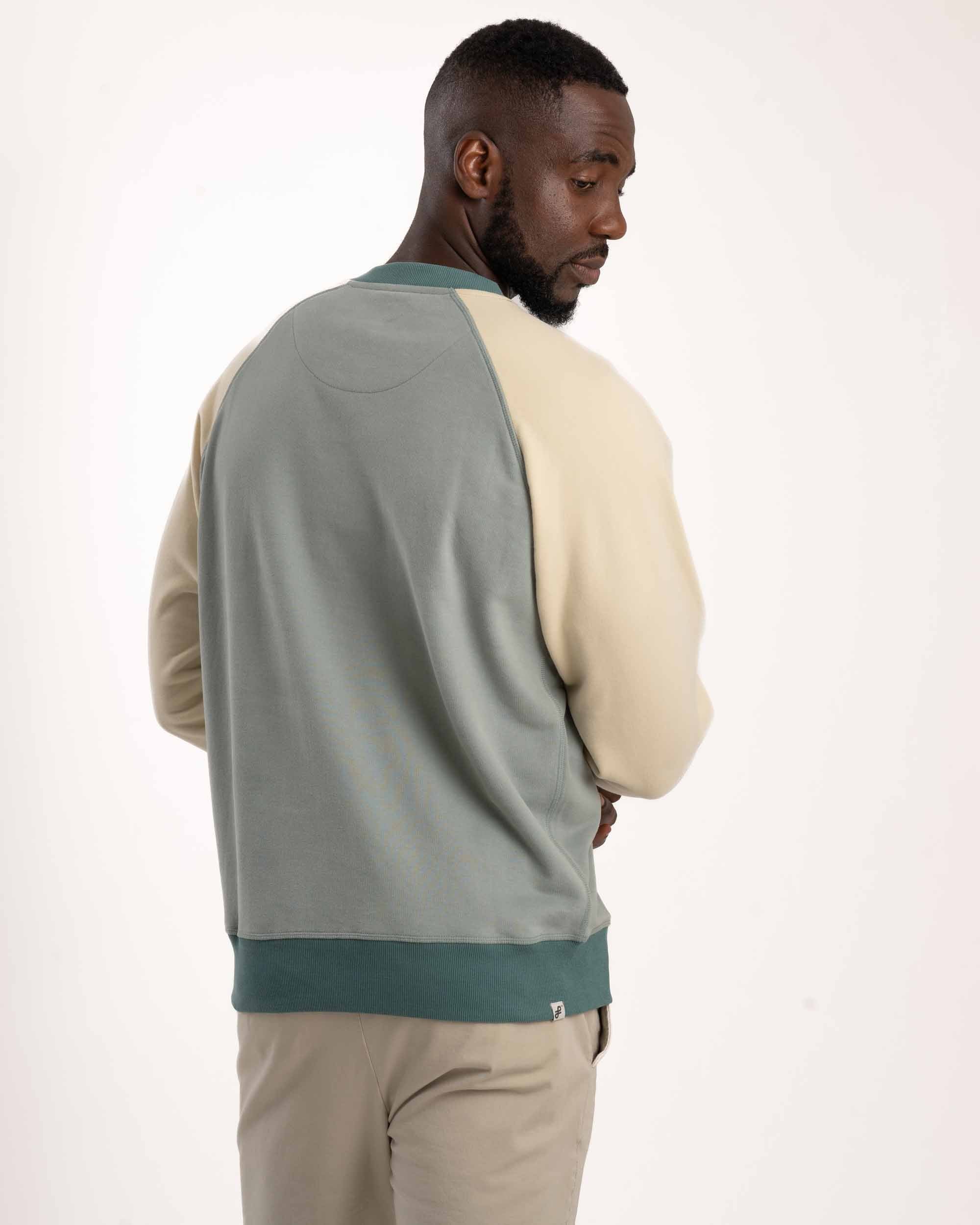 Mens Crew Neck Sweater - Blue Colourblock