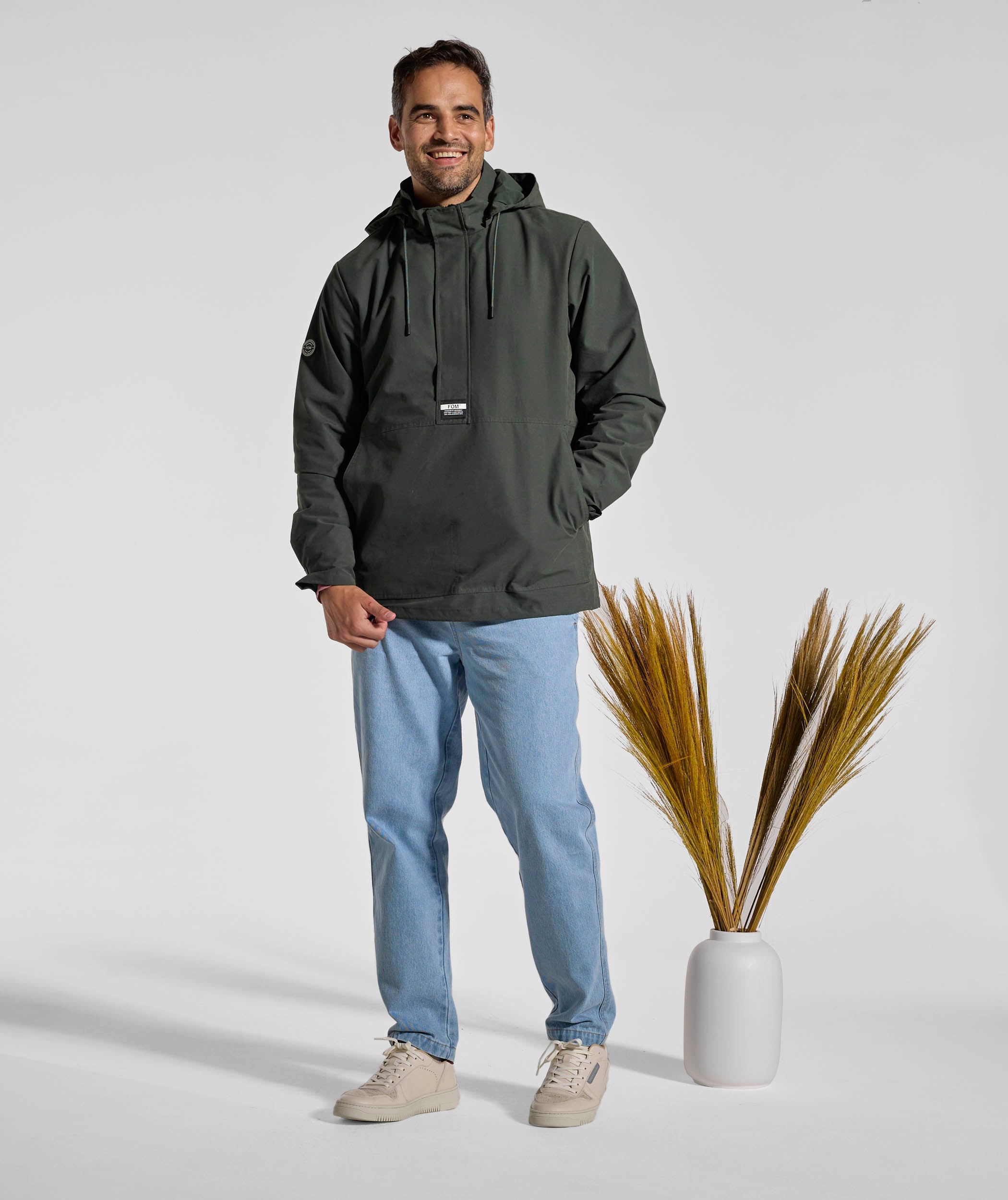 Mens Cotton Blend Anorak - Forest
