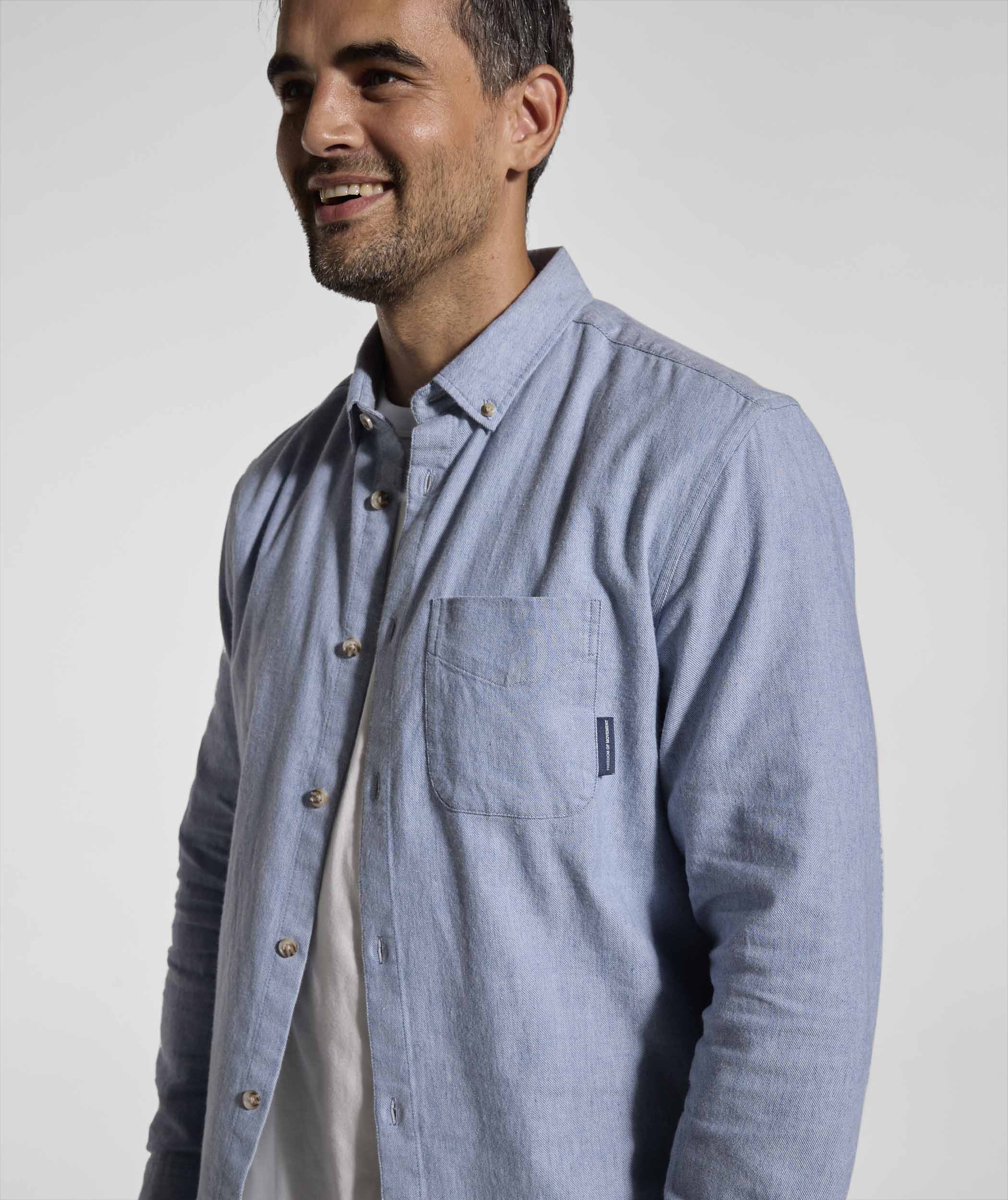 Mens Cotton Blend Shirt - Blue