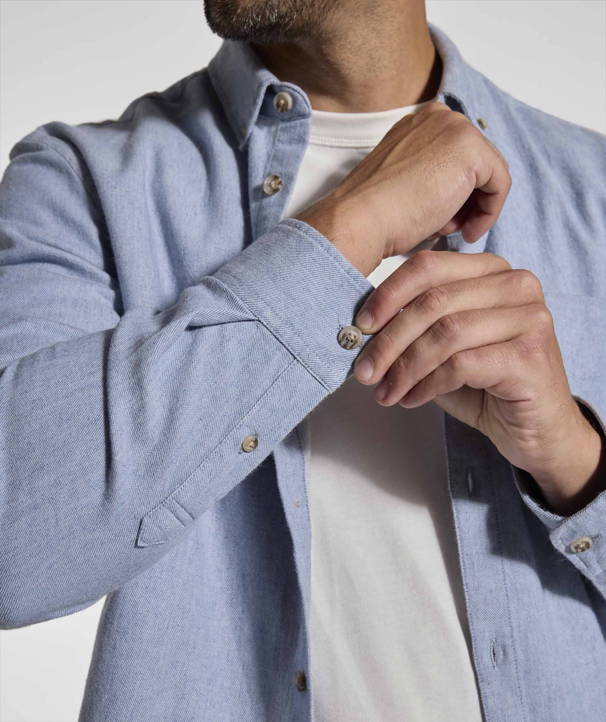 Mens Cotton Blend Shirt - Blue