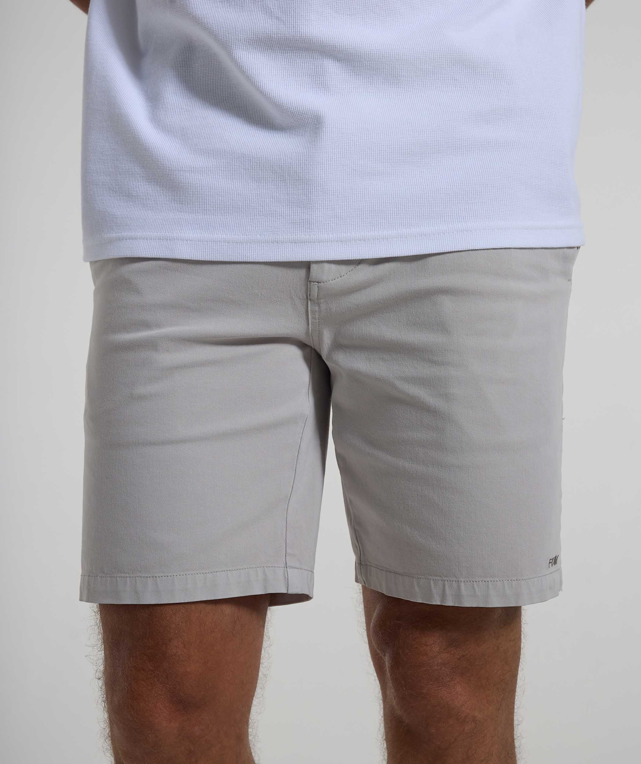 Mens Cotton Twill Chino Shorts - Grey