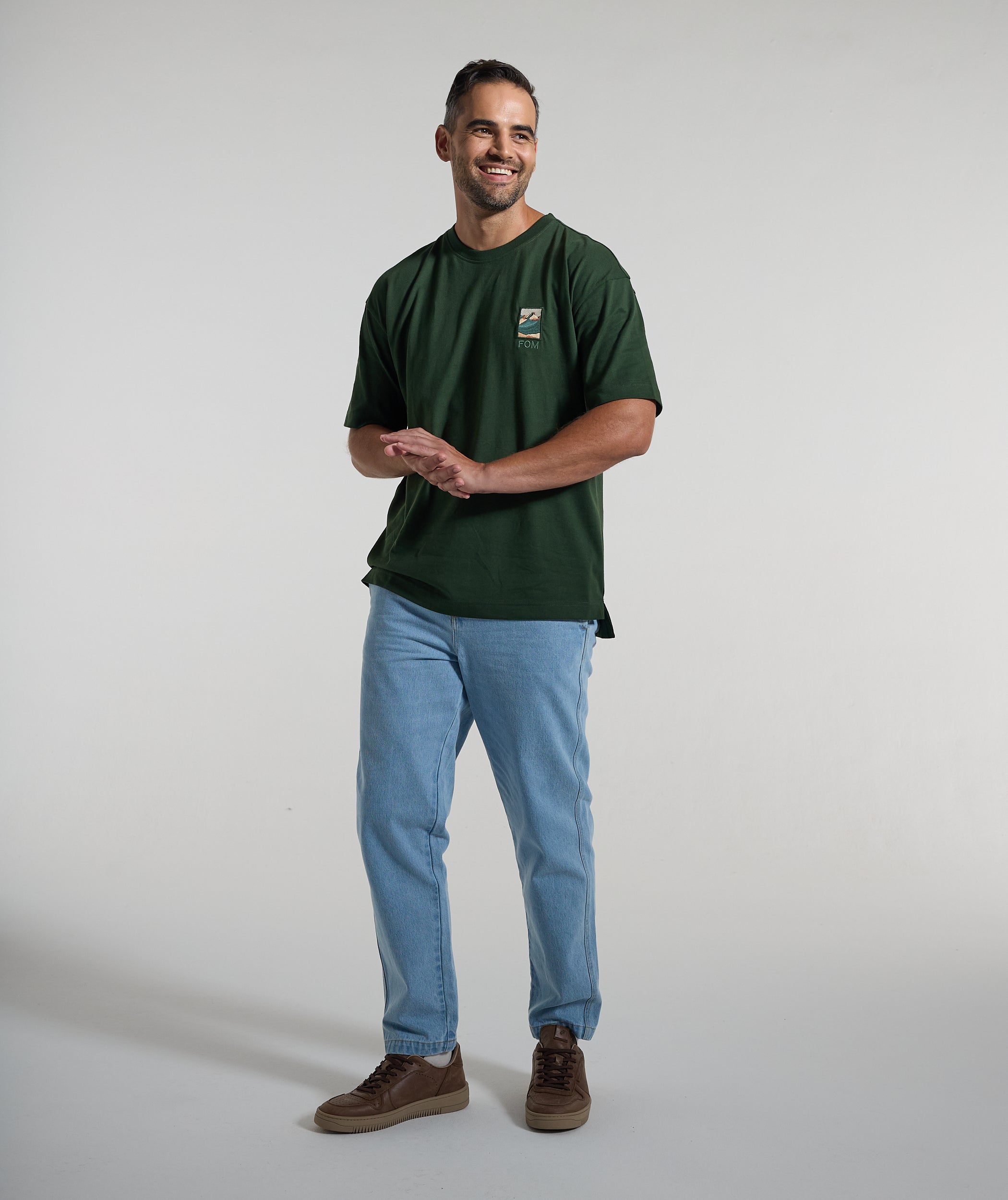 Mens Peaks Patch Tee - Mountain Green