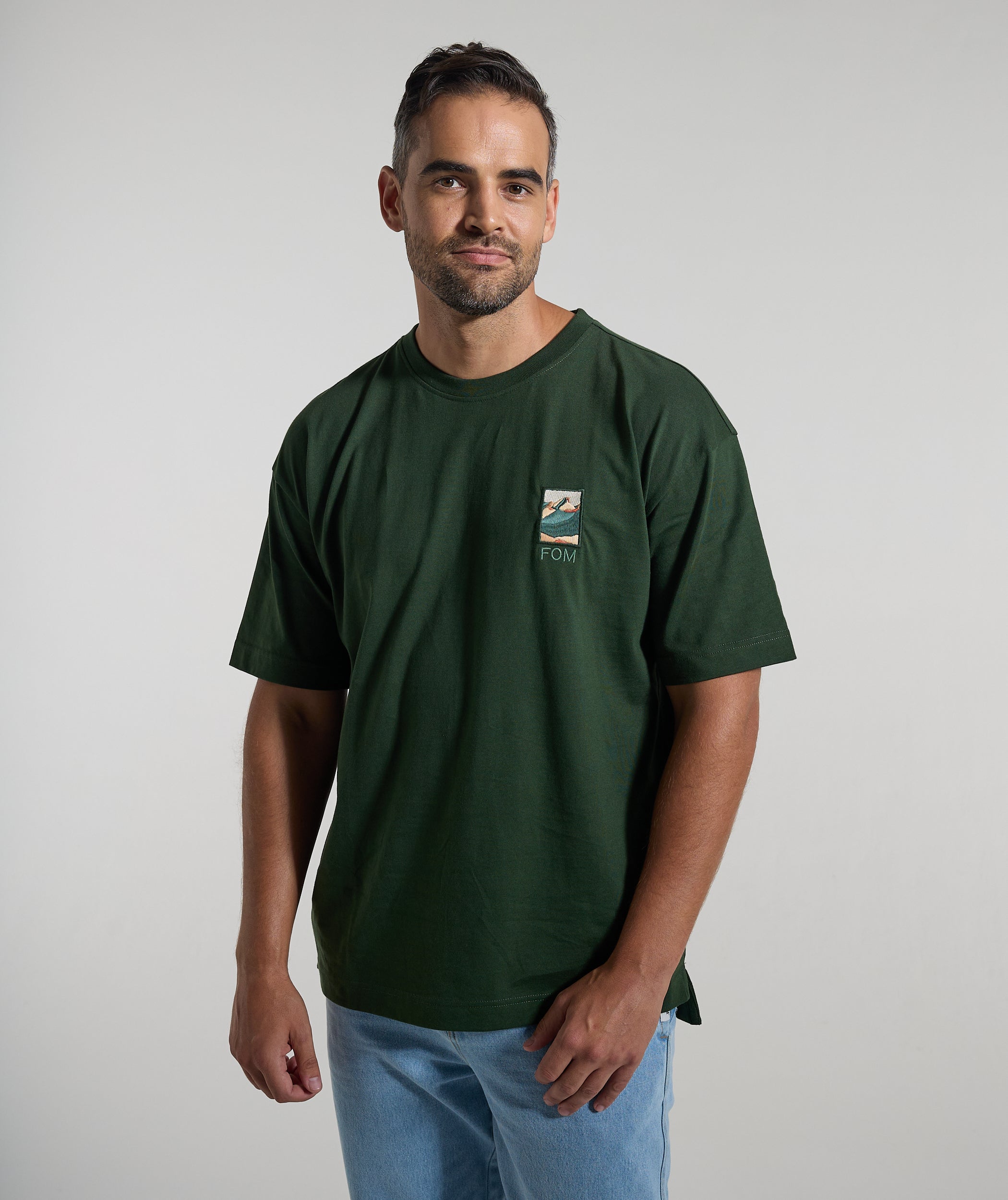 Mens Peaks Patch Tee - Mountain Green