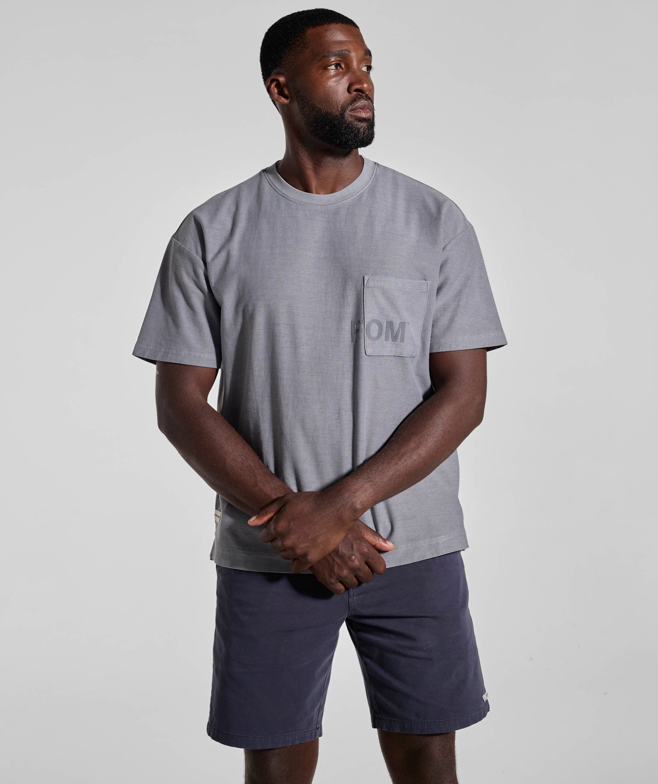 Mens Washed Pocket Relaxed Tee - Cement