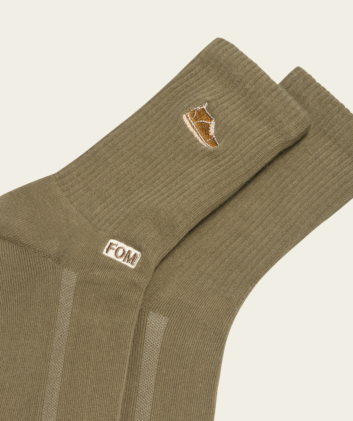 Socks Crew - Sage Green / Vellie Embroidery (8 - 12)