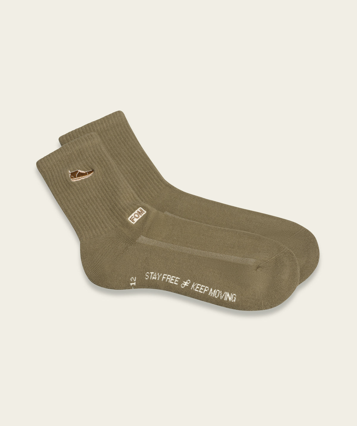 Socks Crew - Sage Green / Vellie Embroidery (8 - 12)