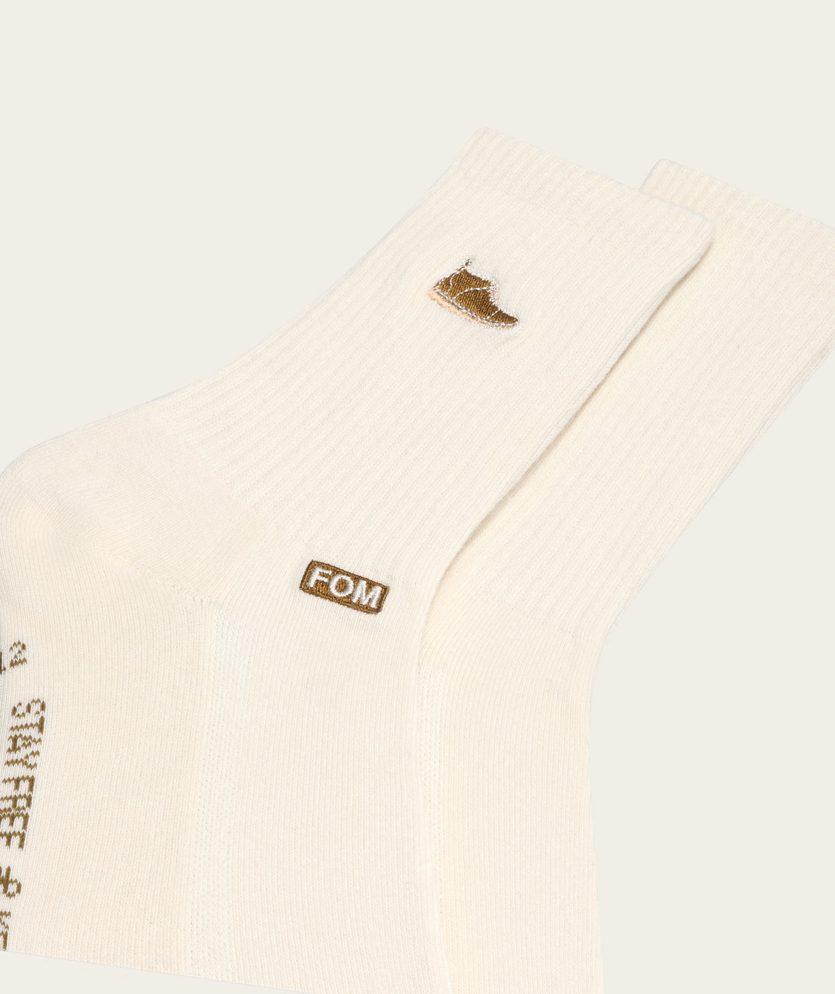 Socks Crew - White/ Vellie Embroidery (8 - 12)