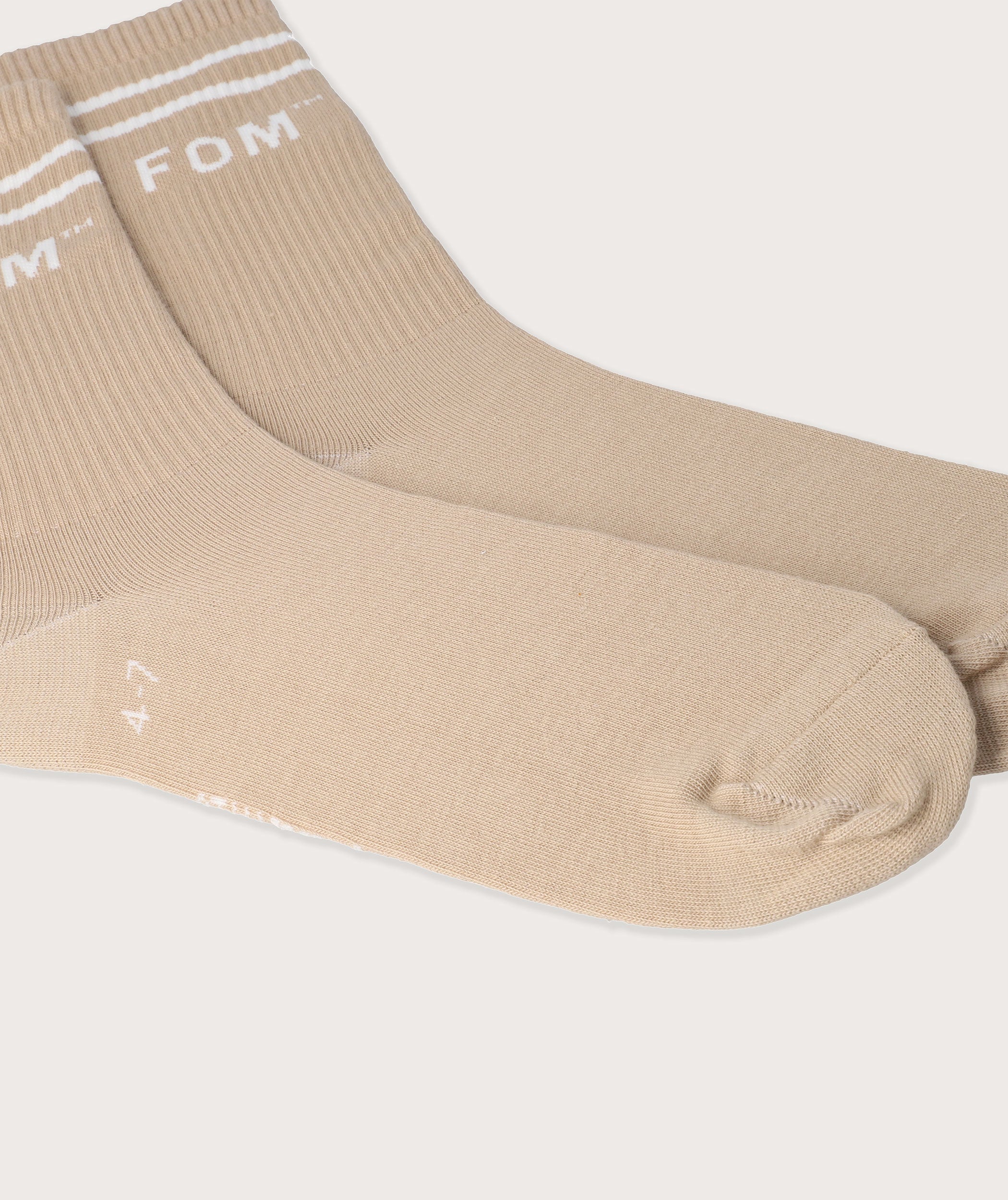 Socks FOM Crew Stone/ White Stripes (Size 4-7)