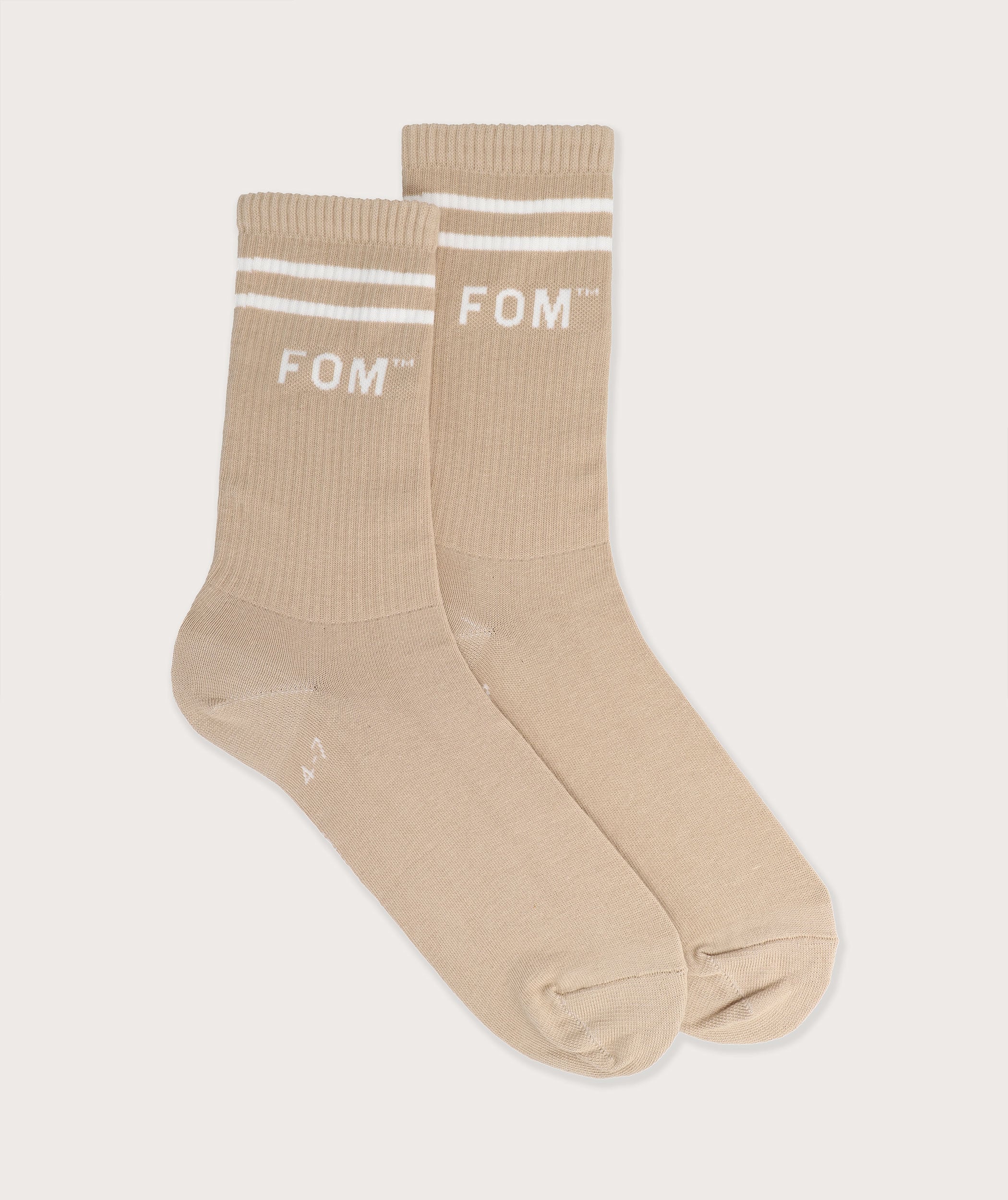 Socks FOM Crew Stone/ White Stripes (Size 7-11)