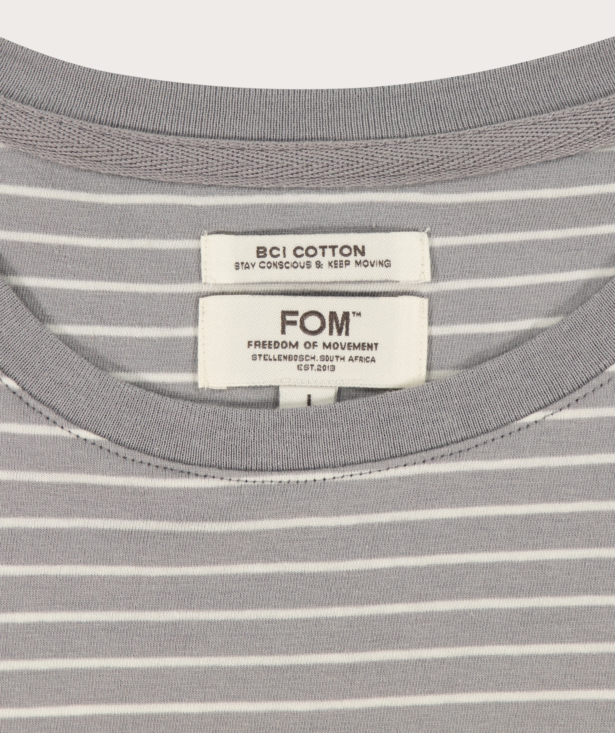 Mens Standard Cotton Stripe Tee - Cement Stripe