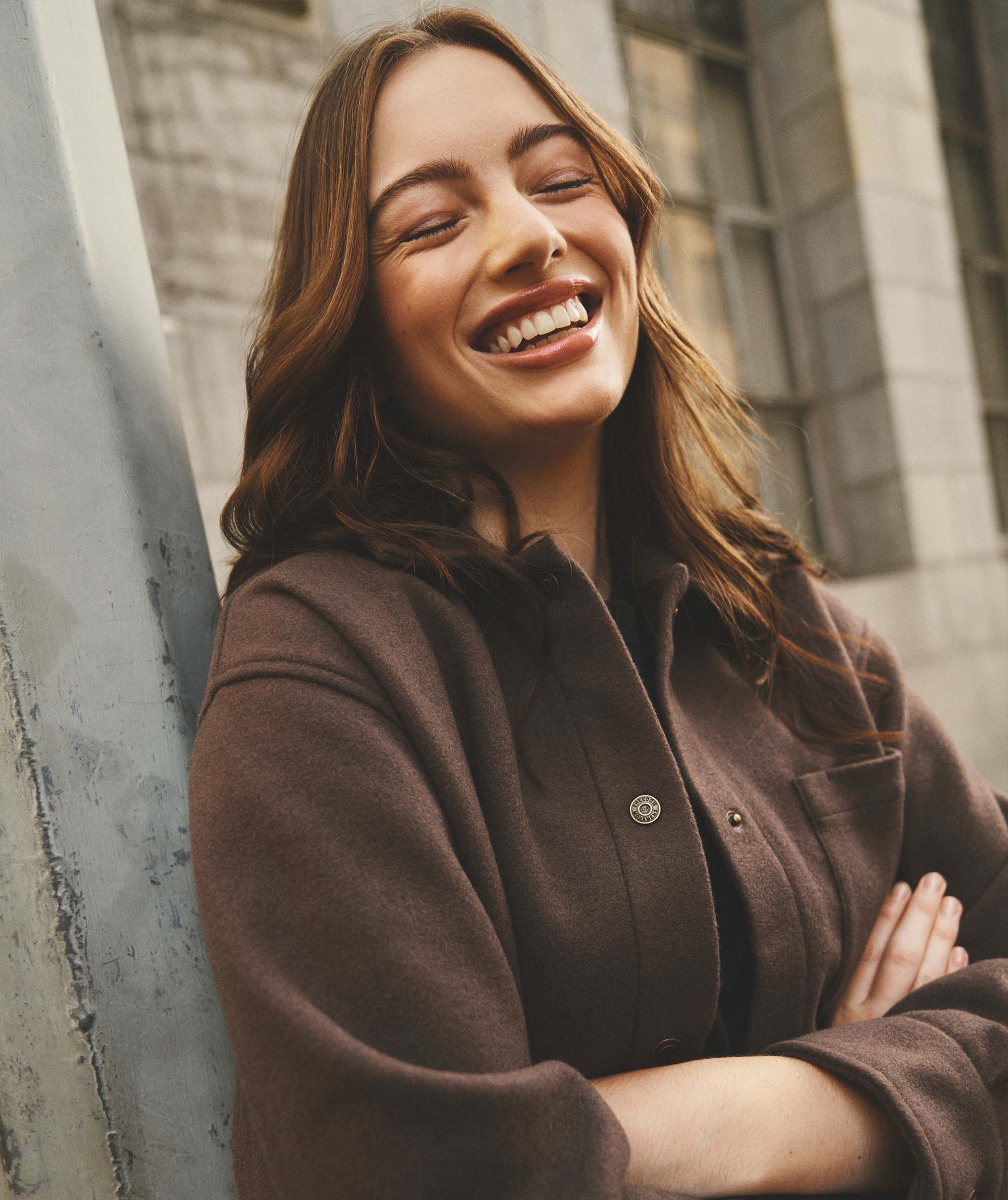 Melton Jacke für Damen - Schokoladenmeliert