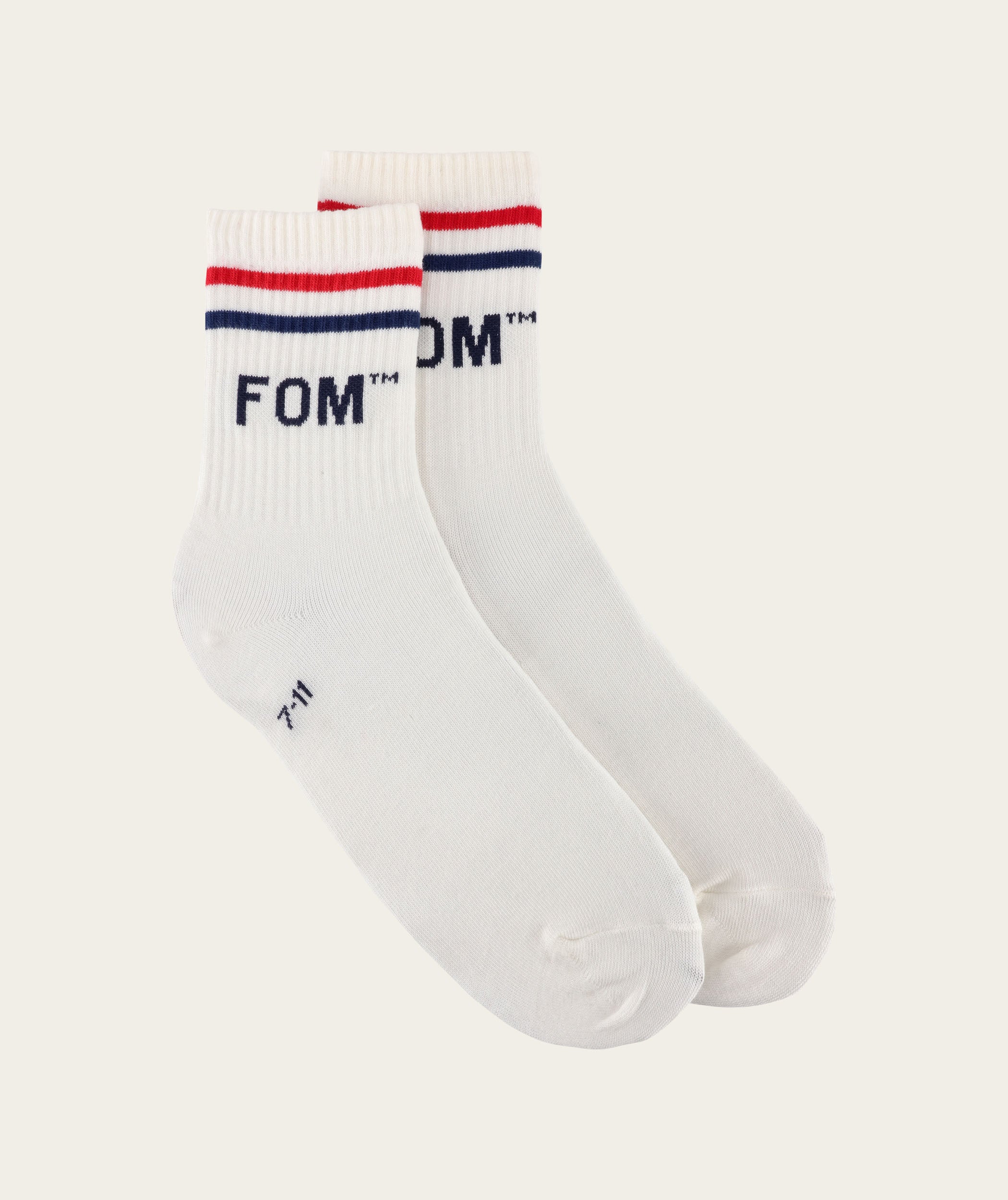 Socks FOM Active - Cream/ Red & Navy Stripe (Size 7-11)