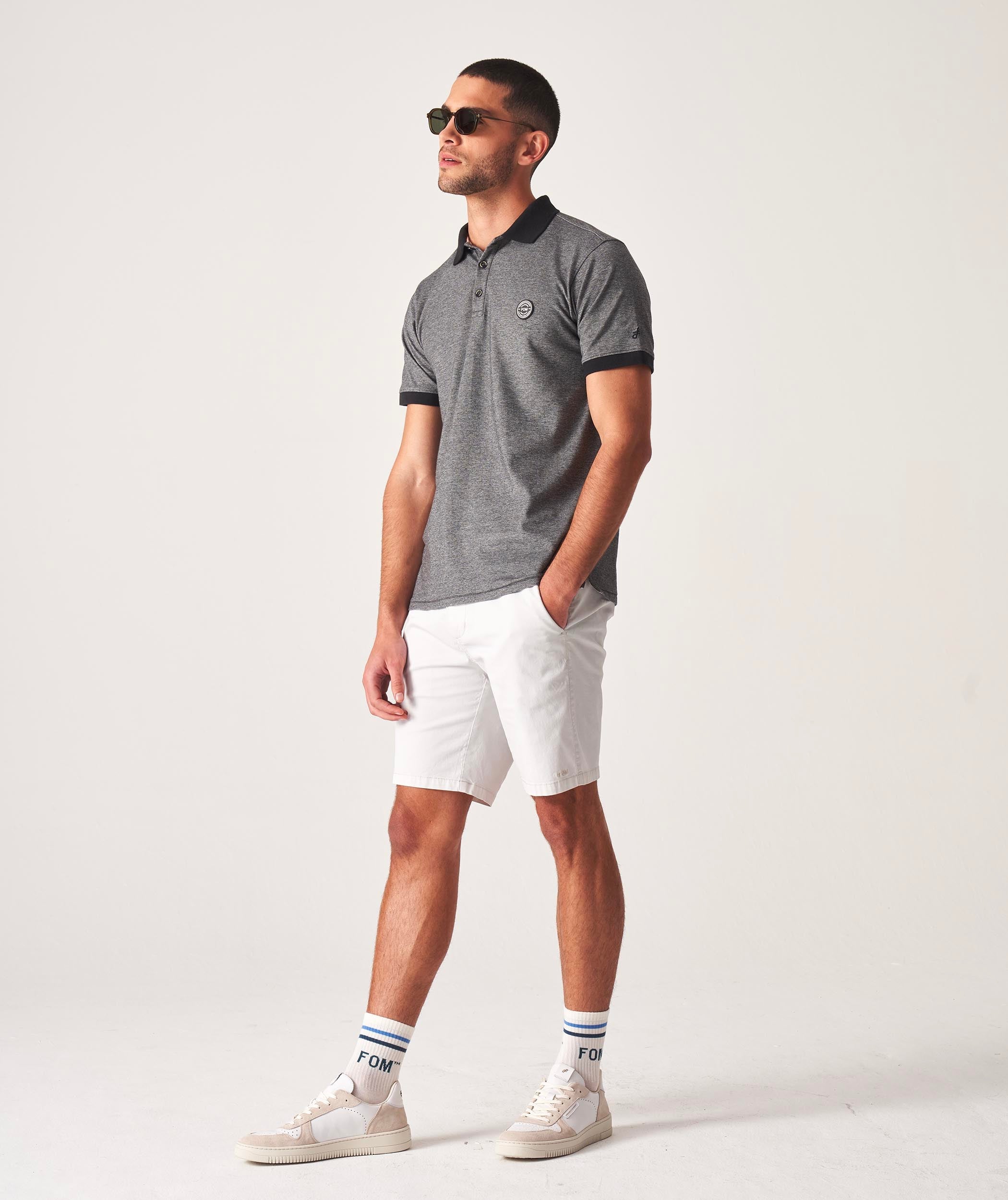 Mens Pique Golfer - Grey Melange